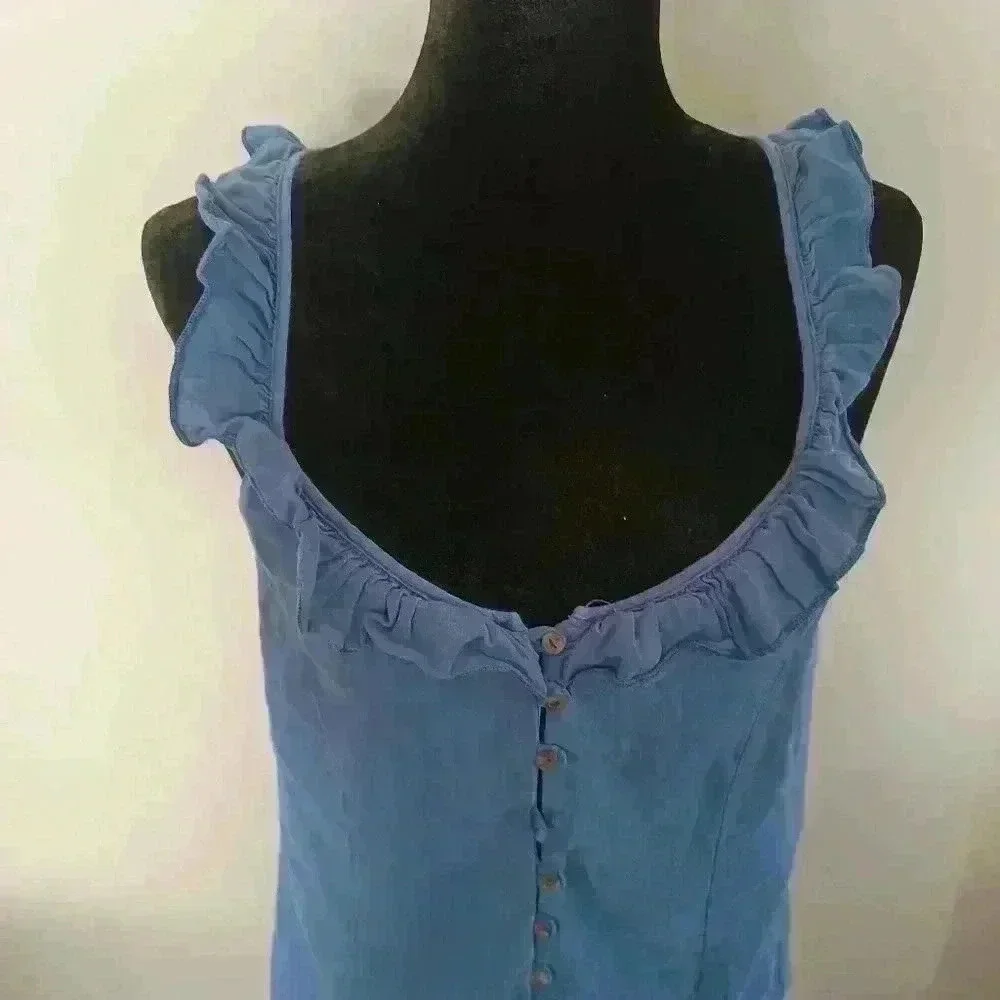 Zara Womens Blue Ruffled Tank Romper S